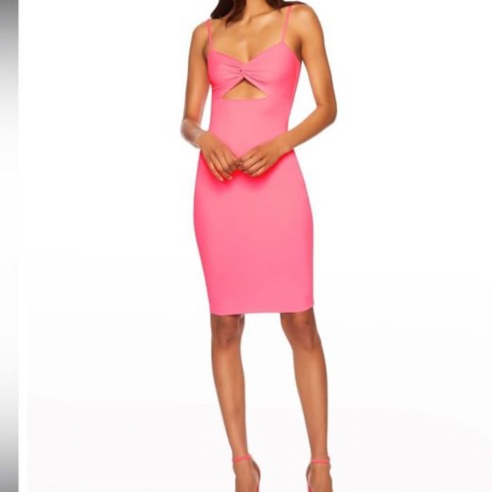 Susana Monaco Twist Front Midi Dress in Knockout Pink